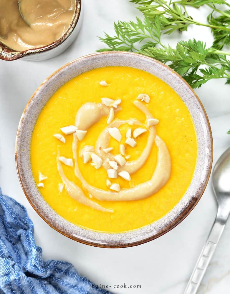 Carrotcoconut soup with peanut butter sauce Everyday Delicious