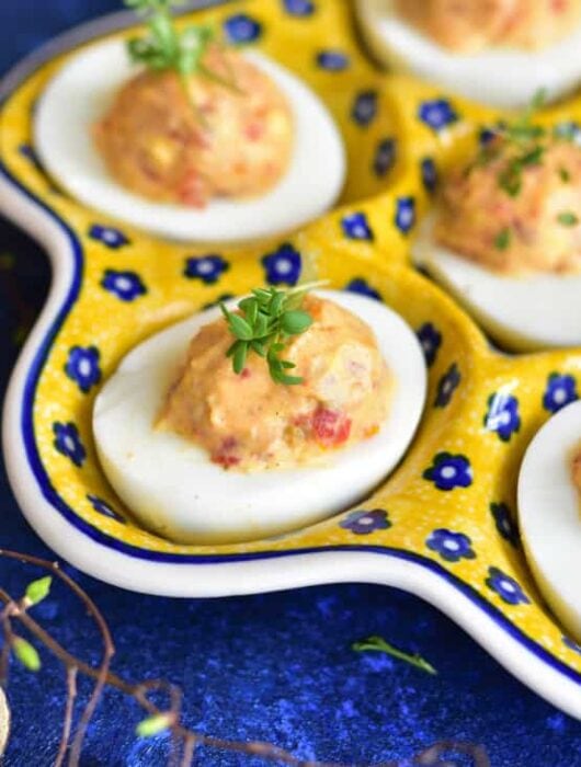 sun-dried tomato deviled eggs