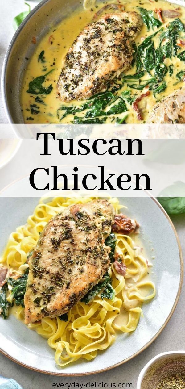 Tuscan chicken in creamy sundried tomato and spinach sauce