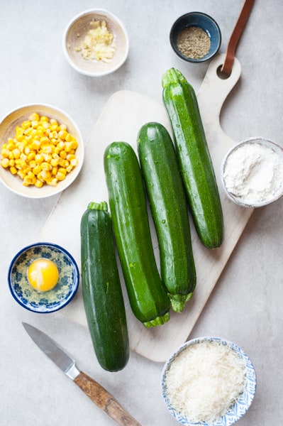ingredients needed to prepare zucchini corn fritters