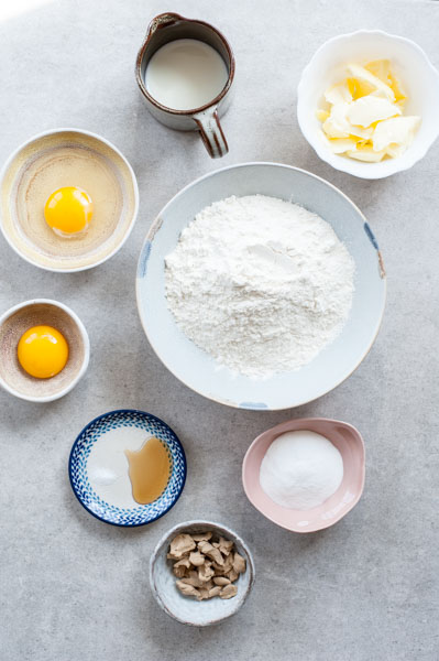 Ingredients for the easter bunny rolls