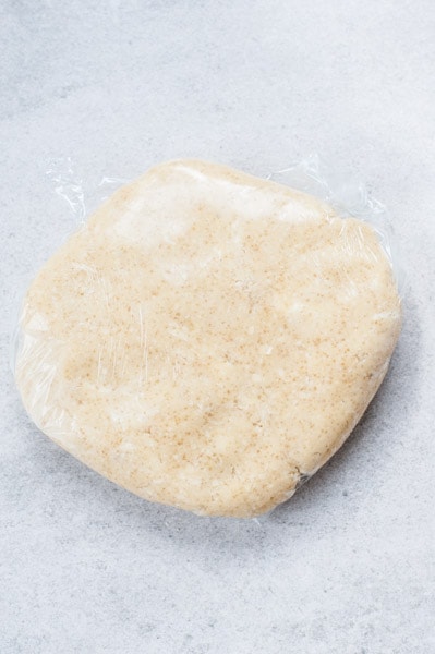 shortcrust dough wrapped in plastic foil