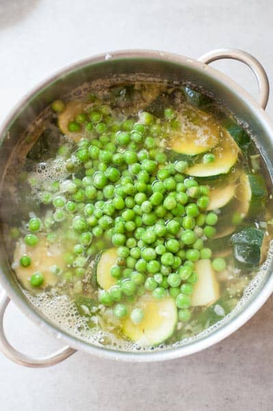 zucchini soup with peas (unblended)