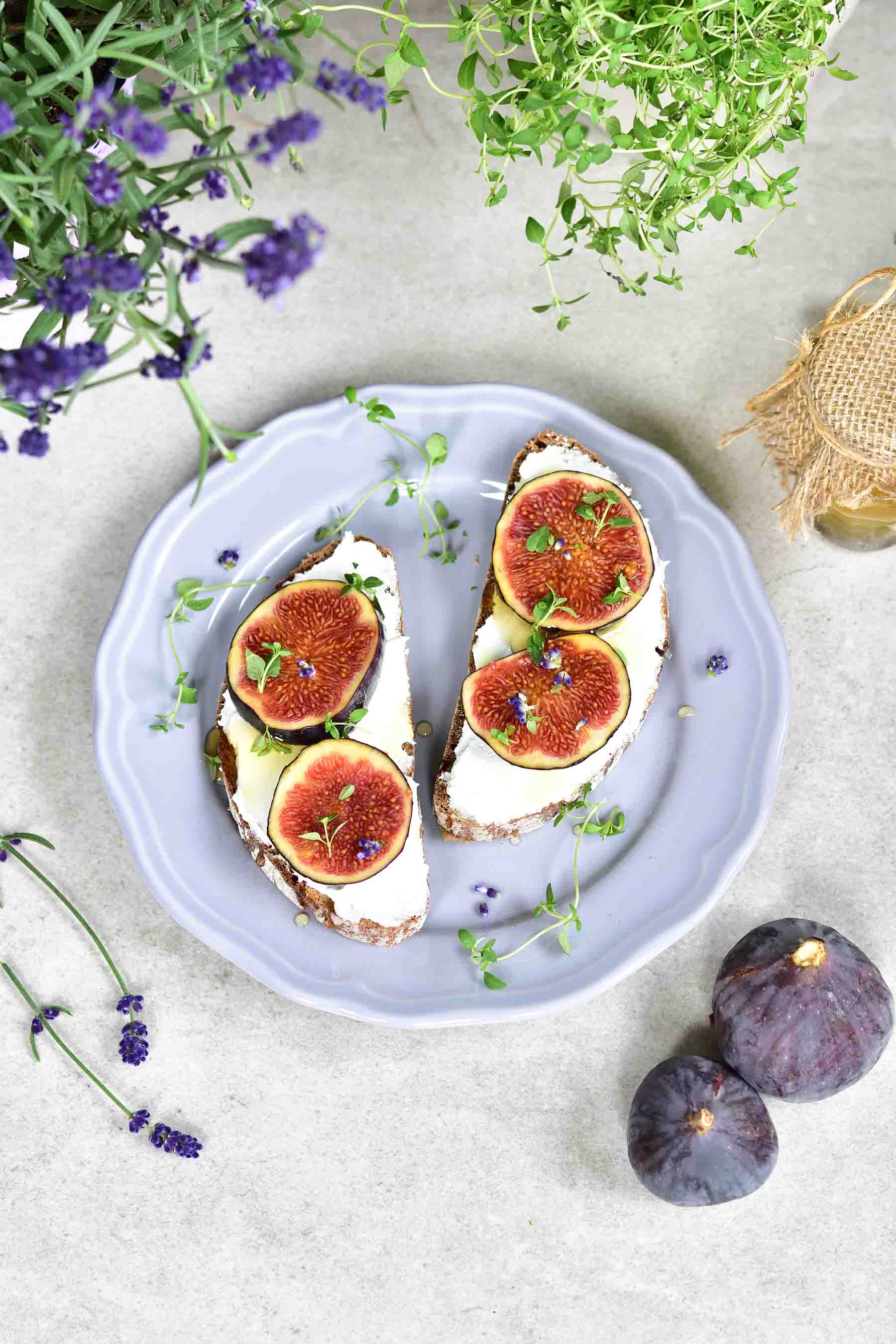 Fig and goat cheese toast with thyme and honey Everyday Delicious