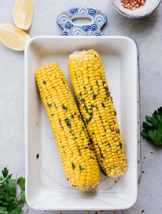 oven-roasted corn on a cob