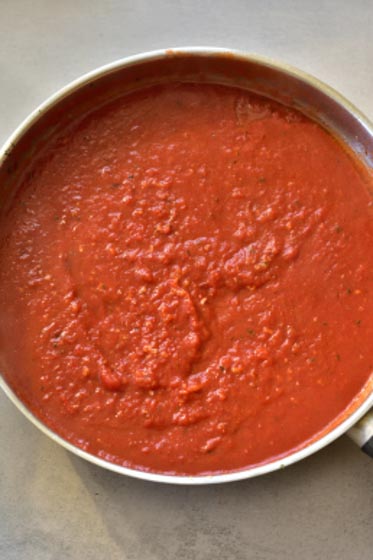 tomato sauce in a pan