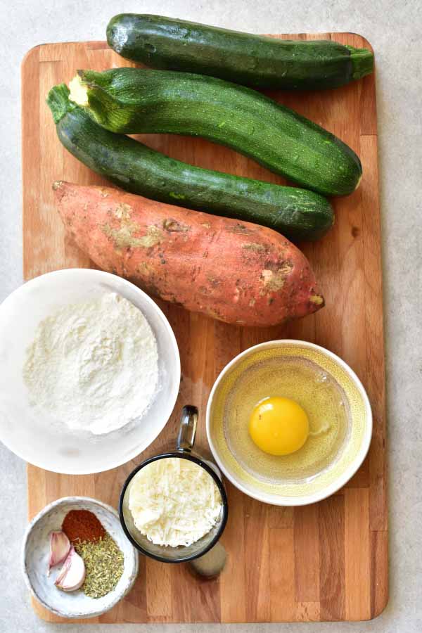 sweet potato and zucchiin fritters ingredients