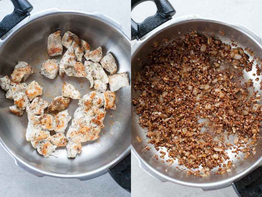 Buckwheat risotto preparation steps part 1.