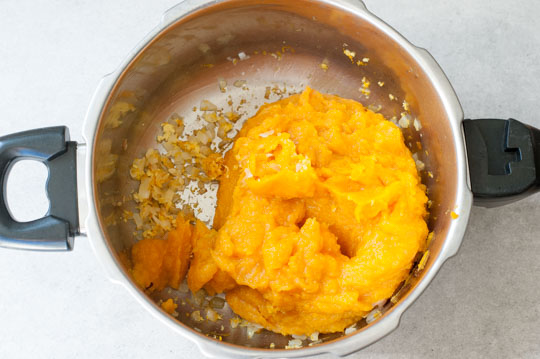 pumpkin puree in a pot