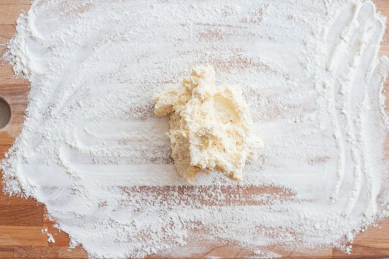 ricotta gnocchi dough on a wooden board