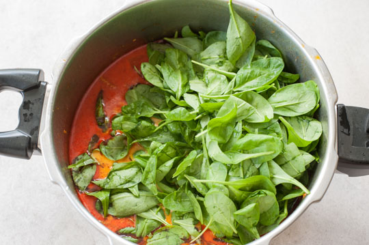 spinach in a pot