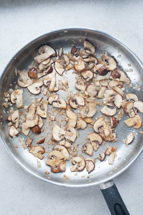 sauteed mushrooms in a pan