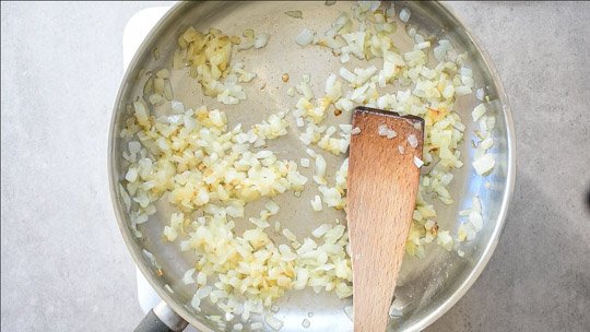 sauteed onion in a pan