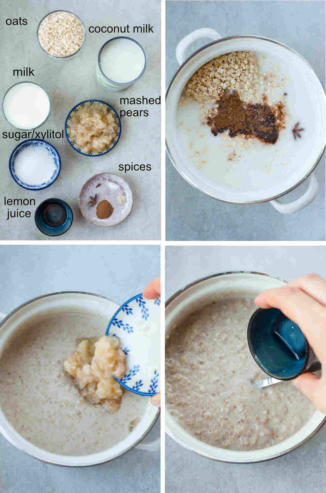 coconut oatmeal preparation steps and ingredients