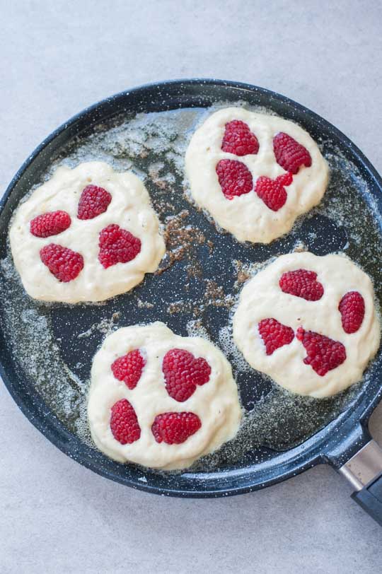 lemon ricotta pancakes in a pan