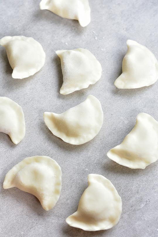 shaped pierogi ready to be cooked