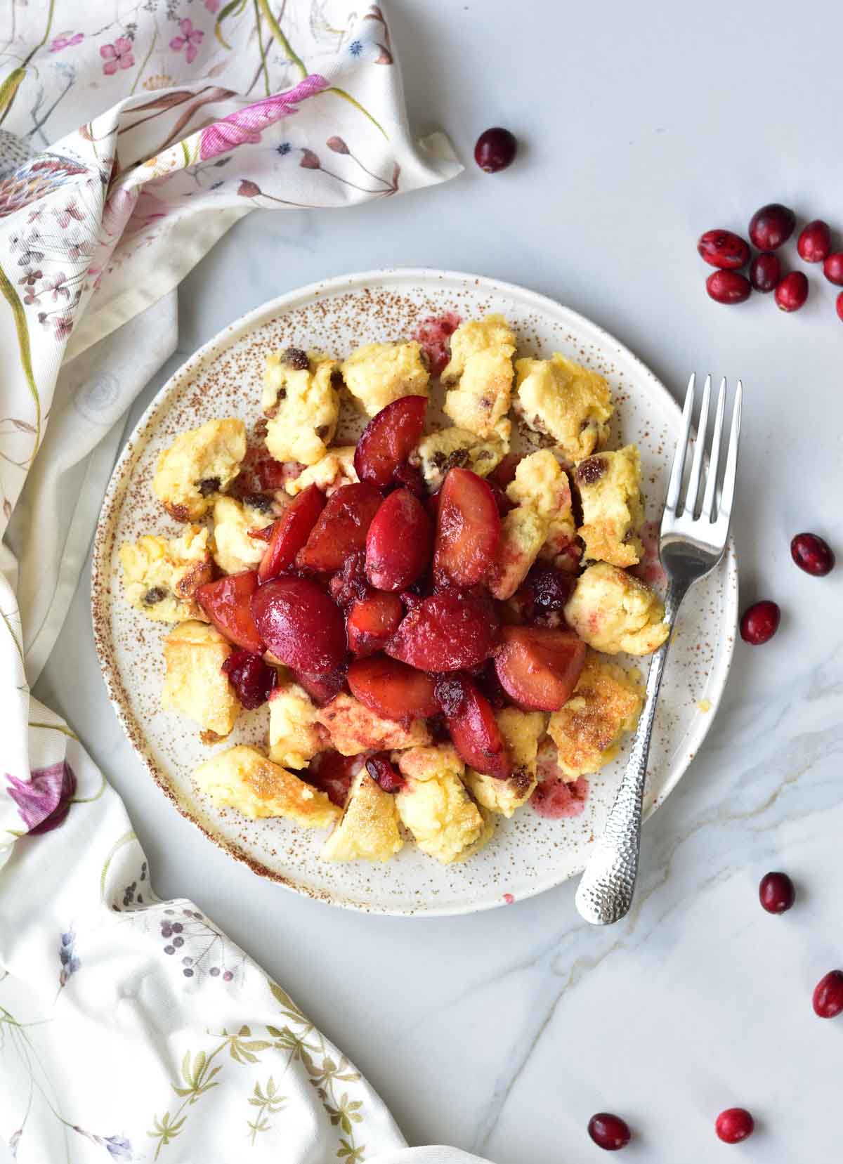 Kaiserschmarrn (Emperor’s pancake) with caramelized plum sauce