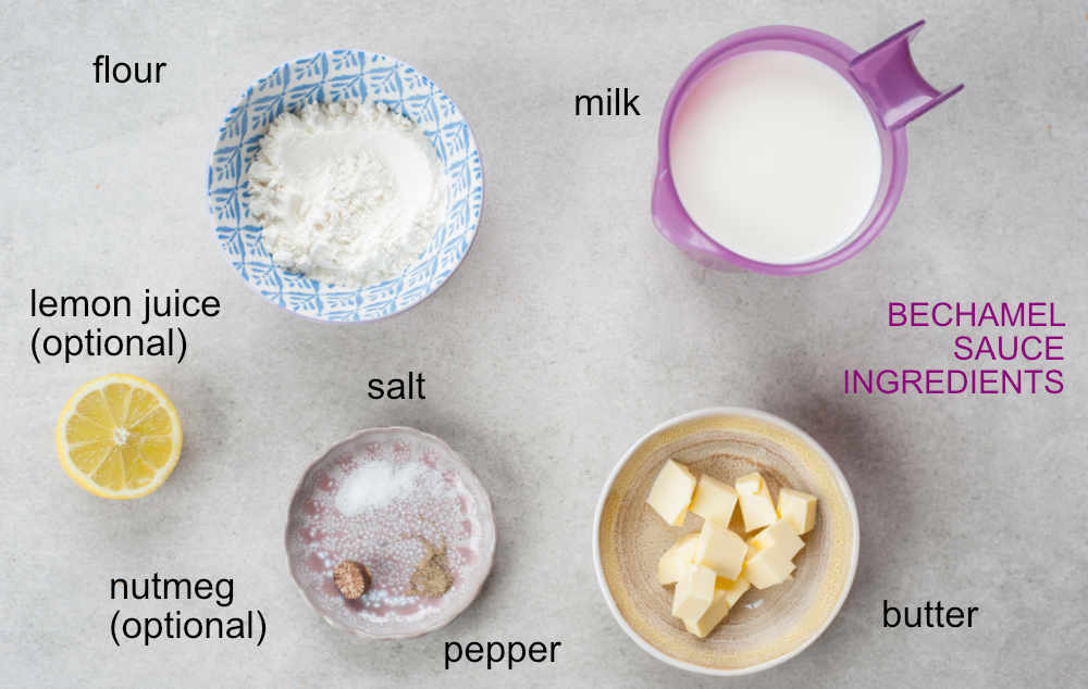 Bechamel sauce ingredients.