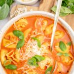 Tomato Tortellini Soup pinnable image.