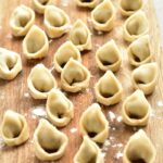 uszka (little dumplings) on a wooden board