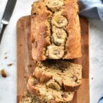 banana bread on a chopping board