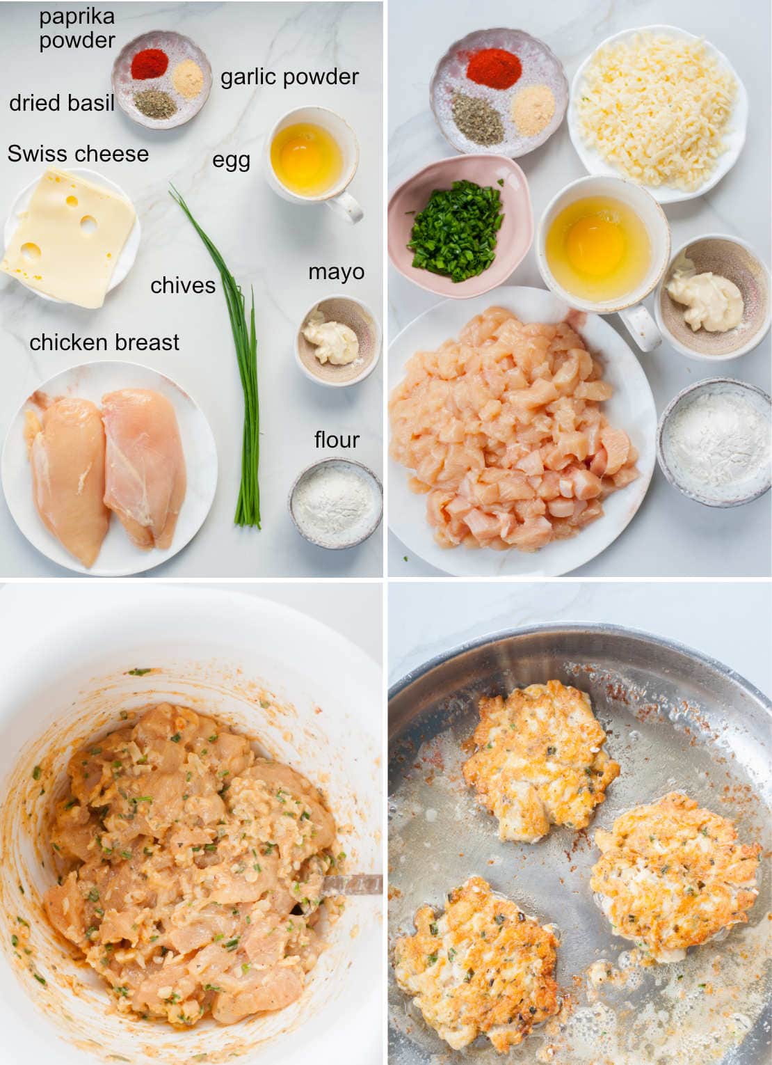 cheesy chicken fritters ingredients and preparation steps