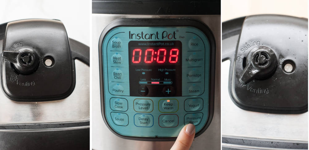 Settings on the Instant Pot for chocolate lava cake.