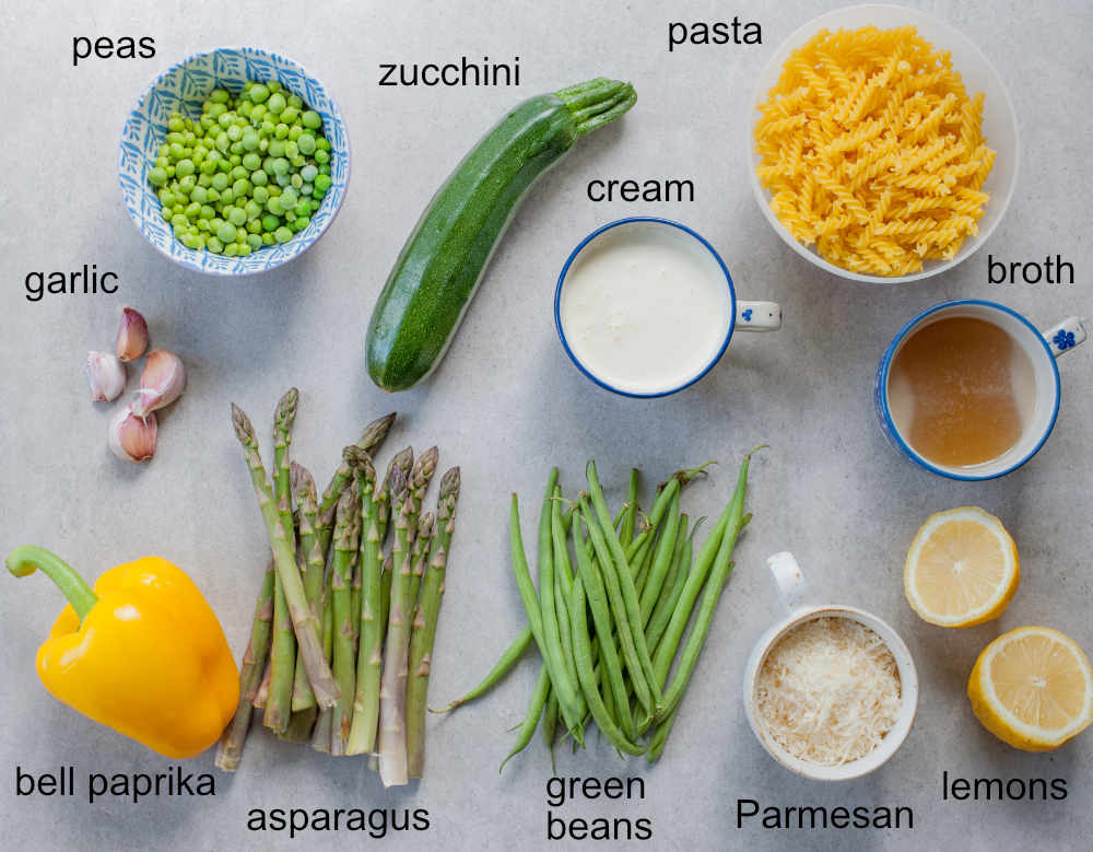 ingredients needed to prepare pasta primavera