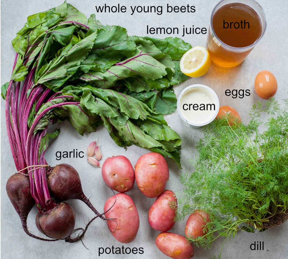 ingredients needed to prepare whole beet soup
