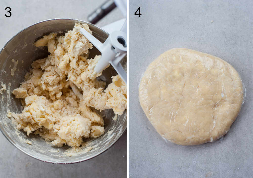 cream cheese dough in a metal bowl and wrapped in plastic dough