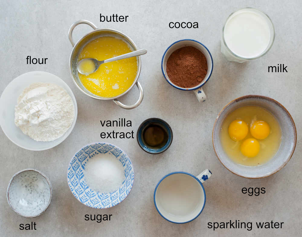 ingredients needed to prepare chocolate crepes