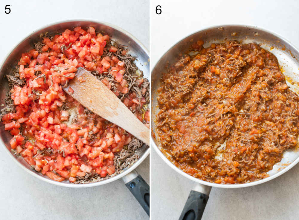 fresh tomato meat sauce in a pan