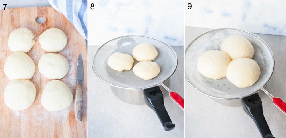 proofed 6 rolls of yeast dough, steaming the buns using 2 pots method