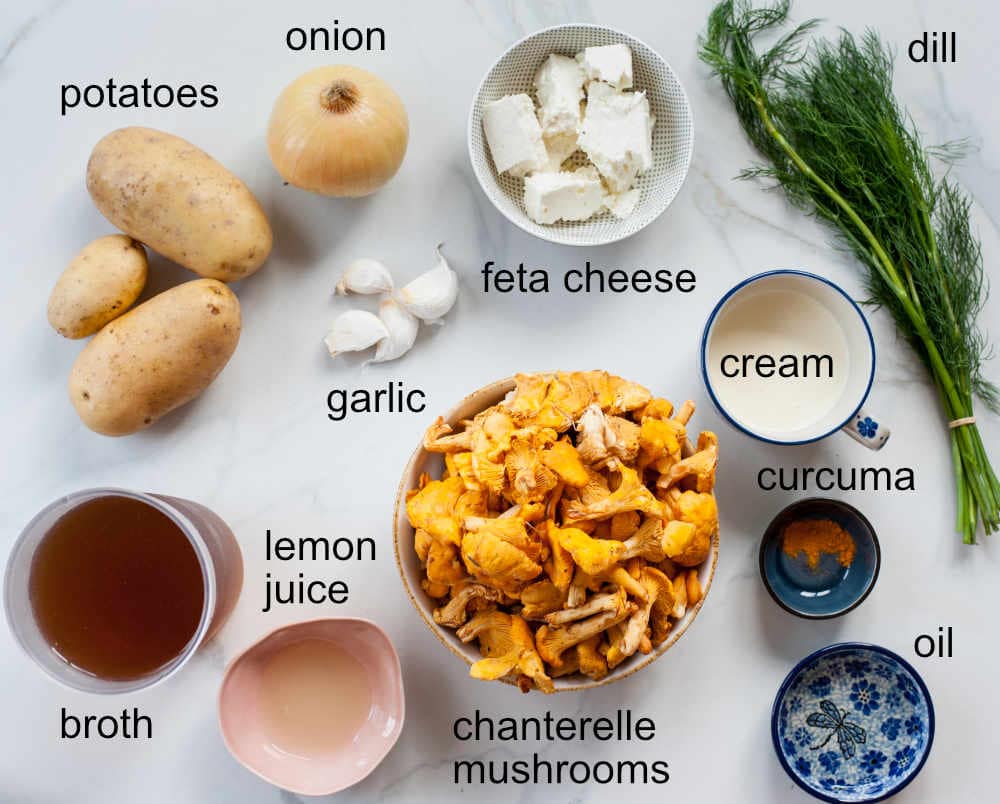 ingredients needed to prepare chanterelle soup