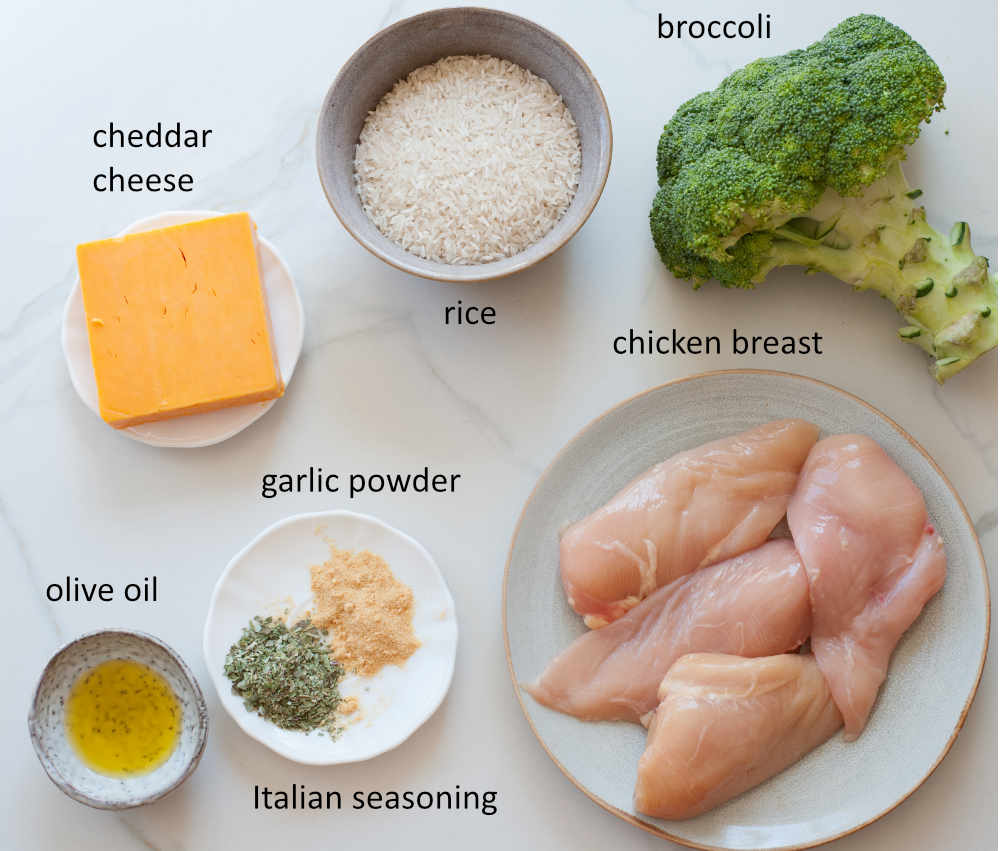 ingredients needed to prepare chicken broccoli rice casserole - part 1