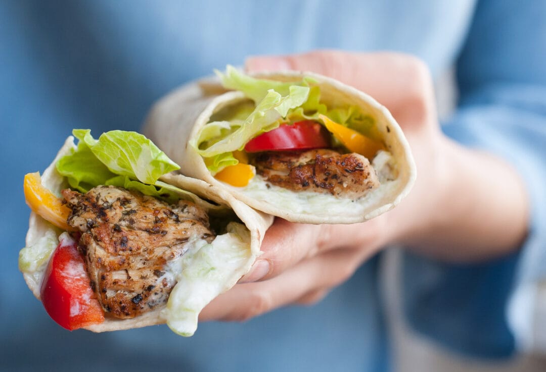 Greek chicken wrap with tzatziki Everyday Delicious