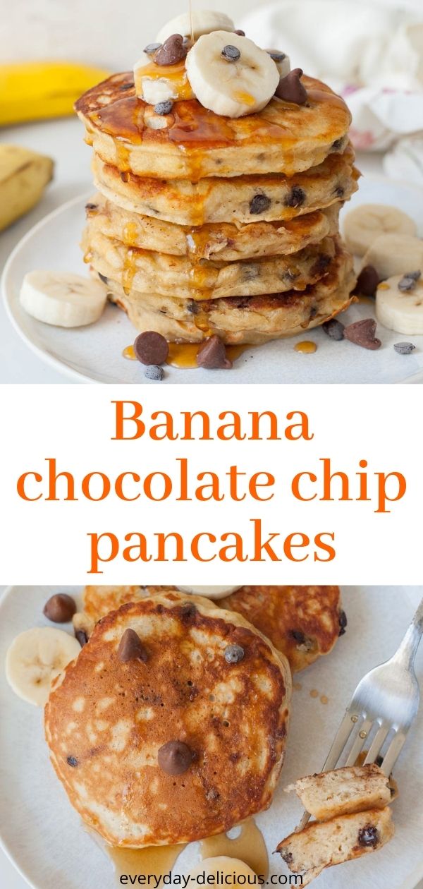 Banana Chocolate Chip Pancakes (VIDEO) Everyday Delicious
