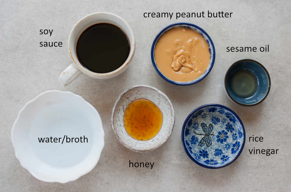 labeled ingredients for peanut butter sauce