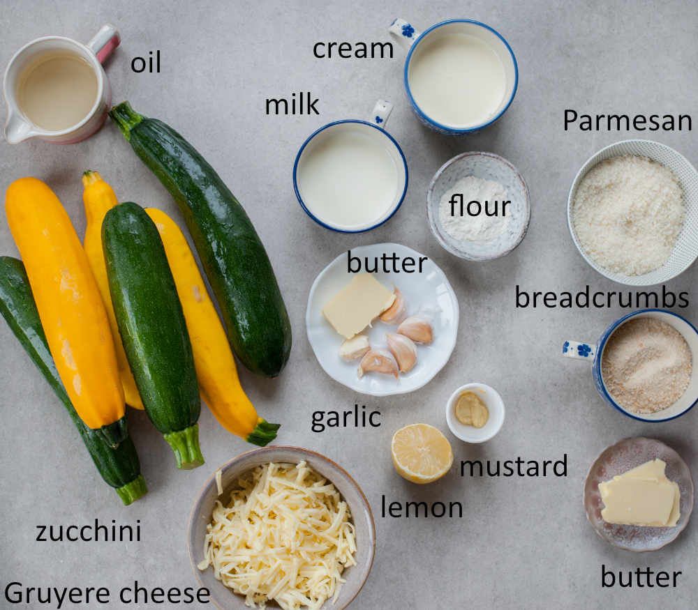 ingredients needed to prepare zucchini gratin