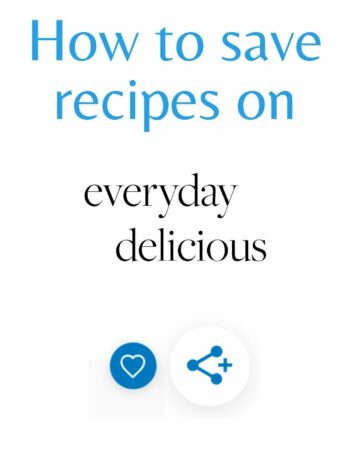 Image with a text saying how to save recipes.