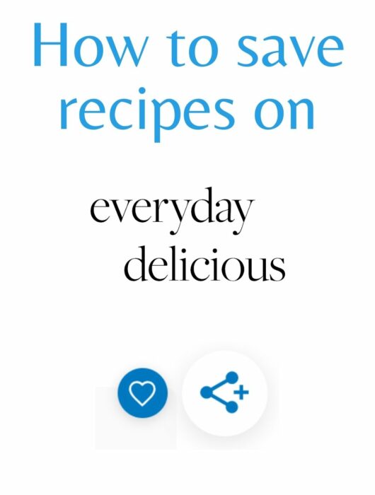 Image with a text saying how to save recipes.