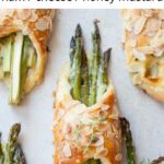 Asparagus in puff pastry pinnable image.