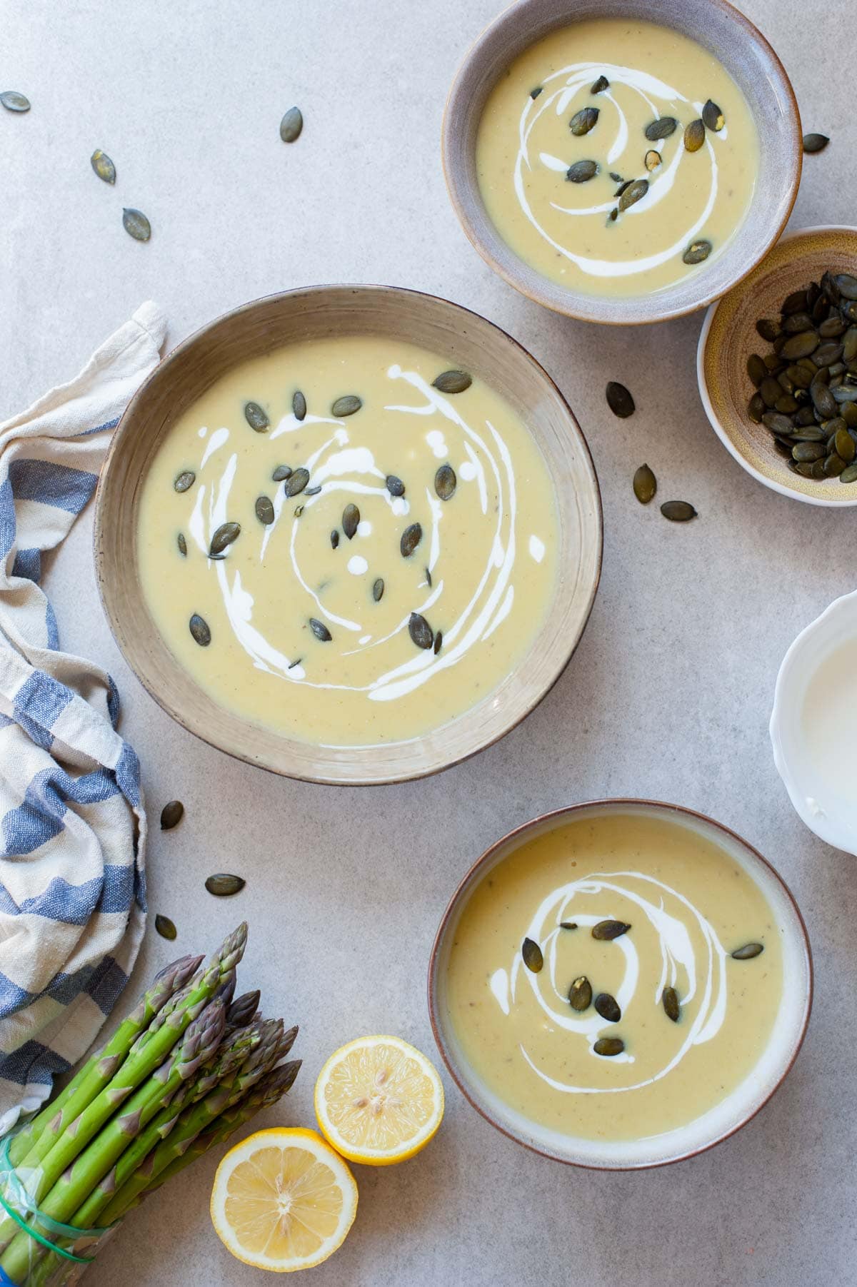 Cream of asparagus soup with goat cheese Everyday Delicious