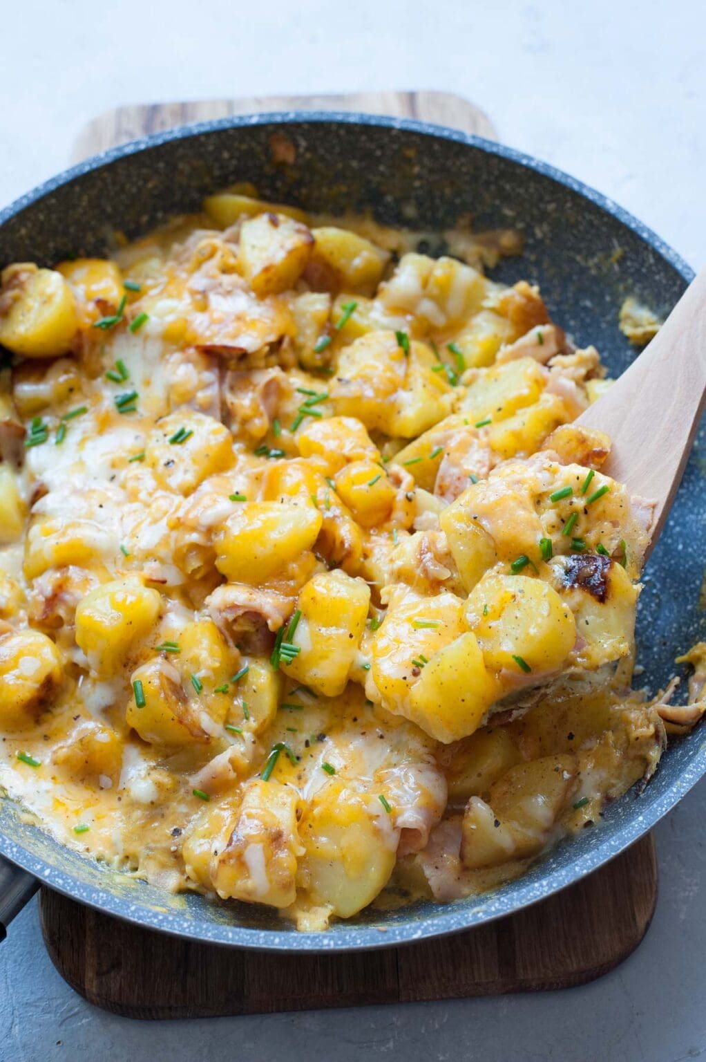 Cheesy Potato Egg Scramble Everyday Delicious