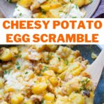 Potato egg scramble pinnable image.