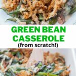 Green bean casserole pinnable image.