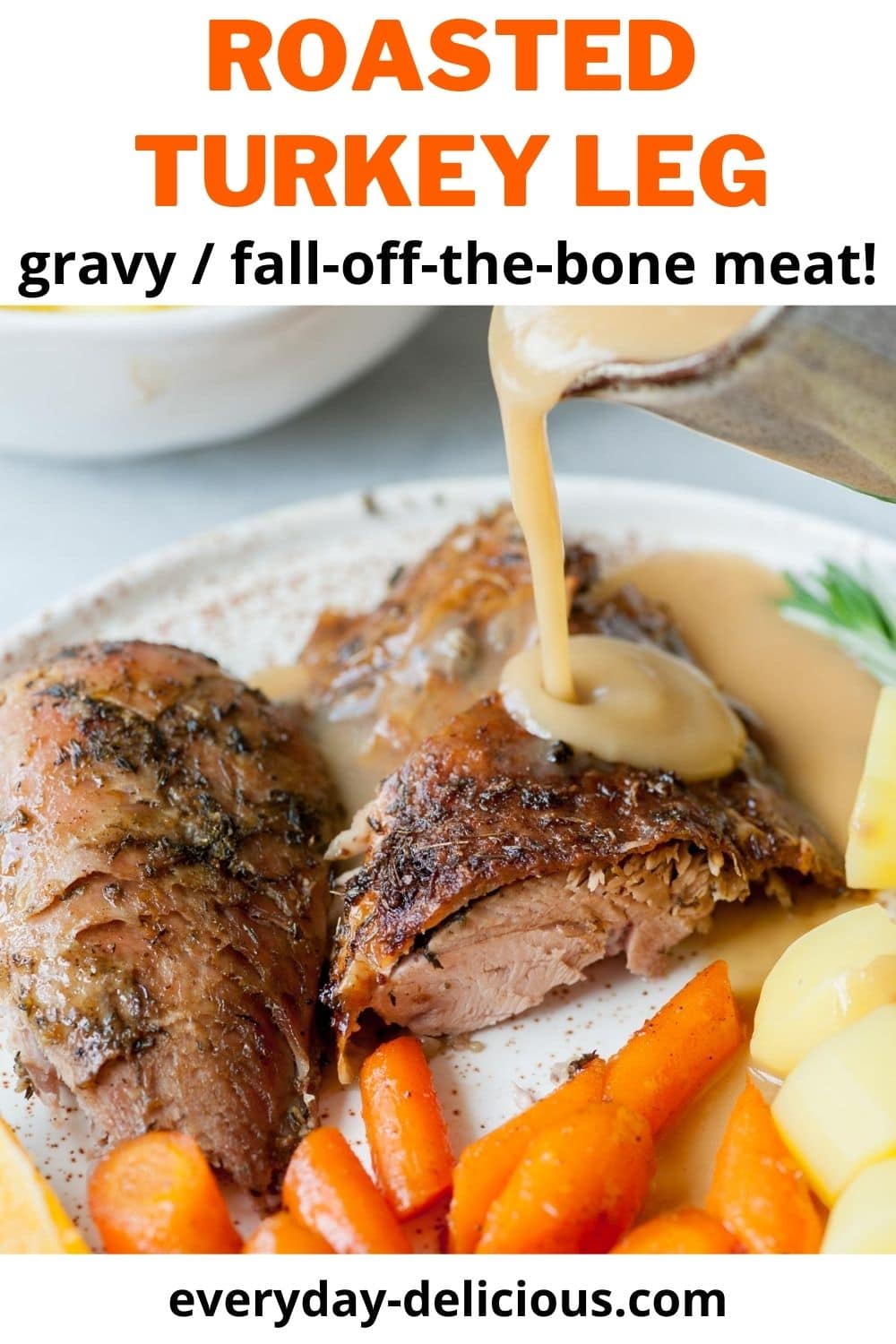 Roasted Turkey Leg with gravy (falloffthebone meat!)