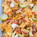 Chicken fajita nachos pinnable image.