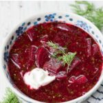 Beet soup pinnable image.