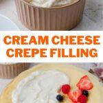 Cream cheese crepe filling pinnable image.